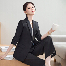 批发黑色西装套装女春<b class='q'>秋</b>新款时尚主持人工作服职场正装高端西服外套