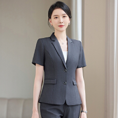 批发短袖高端职业装小个子西装套装女修身酒店前台销售员珠宝店工作服