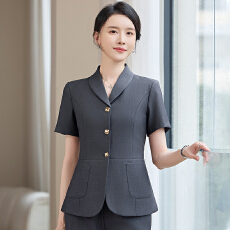 批发职业单排扣短袖西装外套夏新款时尚职场气质女装<b class='q'>通勤</b>工作服套装