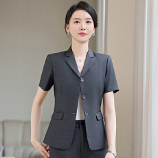 批发职业单排扣短袖西装外套夏新款时尚职场气质女装<b class='q'>通勤</b>工作服套装