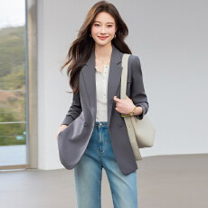 批发时尚高端西装外套女2026春季新款气质百搭女神范纯色长袖小西服