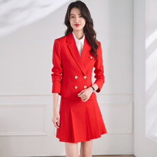 批发时尚气质本命年红色西装套裙女<b class='q'>春</b>季新款艺考主播主持人通勤西服潮