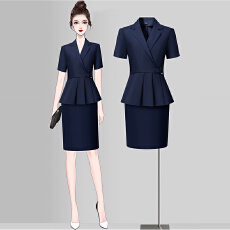 批发职业装气质女神范高端短袖上衣套装售楼部前台美容院<b class='q'>酒店</b><b class='q'>工作服</b>夏