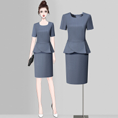 批发职业装气质女神范高端短袖连衣裙女售楼部前台美容院<b class='q'>酒店</b><b class='q'>工作服</b>夏