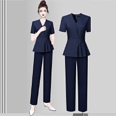 批发职业装气质女神范高端短袖上衣女售楼部前台美容院<b class='q'>酒店</b><b class='q'>工作服</b>套装