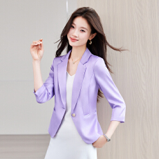 批发高级感西装外套女小个子<b class='q'>夏季</b>新款休闲时尚气质设计感七分袖小西服