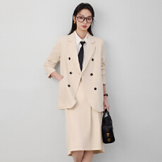 批发时尚简约<b class='q'>双排扣</b>西服套装女春秋新款高端职业工作服干练长袖<b class='q'>西装</b>