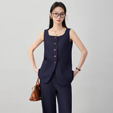 批发职业港式名媛马甲外套夏季高级感简约女神范干练通勤修身马甲套装