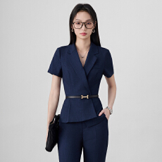 批发职业西装套裙女<b class='q'>夏</b>季短袖通勤办公服前台售楼部工作服薄款修身套裤