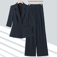 批发高端职业工作服西装外套<b class='q'>夏</b>新款修身显瘦正装面试服七分袖西服套装