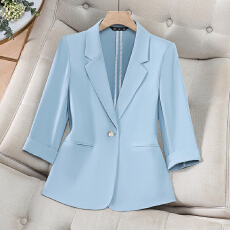 批发职业西装简约干练气质西装外套女夏季新款百搭OL通勤七分袖小西服