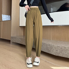 批发高腰窄版<b class='q'>哈伦裤</b>女春夏新款垂感<b class='q'>大码</b>宽松显瘦百搭直筒韩式休闲裤子