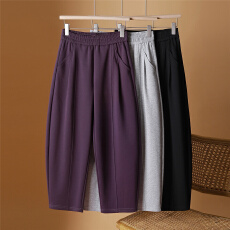 批发松紧腰哈伦阔腿裤女2026<b class='q'>春</b>夏新款高腰显瘦垂感宽松小个子九分裤