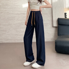 批发休闲天丝牛仔裤女2026<b class='q'>春</b>夏新款高腰显瘦垂感宽松慵懒风直筒裤子