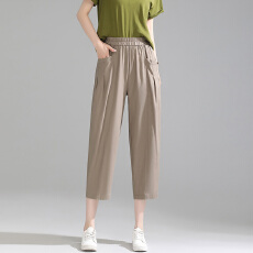 批发松紧腰<b class='q'>哈伦</b><b class='q'>七分裤</b>女2026夏季新款高腰显瘦垂感宽松小个子松紧腰裤