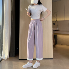批发休闲小个子<b class='q'>哈伦裤</b>女2026春夏新款高腰显瘦垂感宽松慵懒风直筒裤子