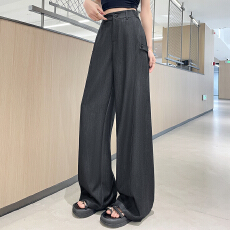 时尚气质牛仔长裤2026春夏新款高腰显瘦垂感宽松慵懒风直筒裤子潮