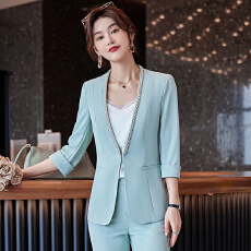 批发设计感高端七分袖<b class='q'>小</b><b class='q'>西服</b>套装女夏季新款气质女神范薄款西装外套
