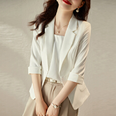 批发休闲百搭通勤七分袖<b class='q'>西服</b>女春夏季新款设计感小众气质纯色职业西装