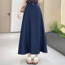 批发韩版休闲松紧腰<b class='q'>牛仔</b><b class='q'>长裙女</b>春夏时尚女神范收腰显瘦纯色OL半身裙