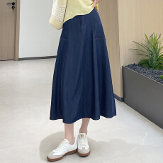 批发韩版休闲松紧腰<b class='q'>牛仔</b><b class='q'>长裙女</b>春夏时尚女神范收腰显瘦纯色OL半身裙