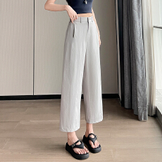 批发休闲<b class='q'>时尚</b>小个子直筒哈伦裤女2026夏季新款薄款高腰显瘦九分西装裤