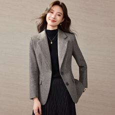 批发时尚西装外套女2026<b class='q'>秋</b>冬新款高级感气质休闲毛呢小西服外套上衣