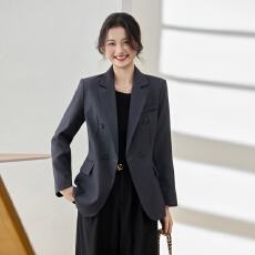 批发简约<b class='q'>西装</b>外套女2026秋冬新款高级感气质干练双排扣小西服外套上衣
