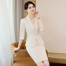 批发干练西装外套女<b class='q'>夏季</b>薄款美容院<b class='q'>工作服</b>气质女神范中袖职业西服套装