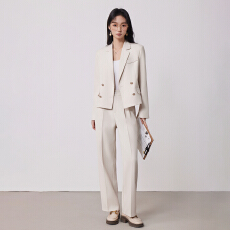 批发气质学院风双排扣小西装外套女2026春夏新款<b class='q'>百搭</b>OL通勤短款小西服