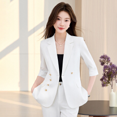批发名媛气质设计感西服套装女<b class='q'>夏季</b>新款通勤职业<b class='q'>工作服</b>七分袖西装外套