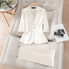 批发名媛气质设计感西服套装女<b class='q'>夏季</b>新款通勤职业<b class='q'>工作服</b>七分袖西装外套