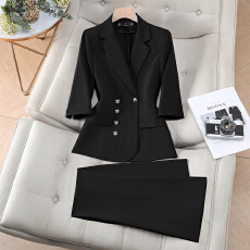 批发名媛气质设计感西服套装女<b class='q'>夏季</b>新款通勤职业<b class='q'>工作服</b>七分袖西装外套