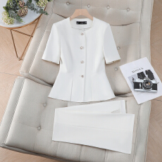 批发名媛气质设计感西服套装女<b class='q'>夏季</b>新款通勤职业<b class='q'>工作服</b>短袖西装外套
