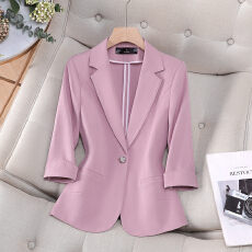 批发名媛气质设计感西服外套女夏季新款通勤七分袖简约<b class='q'>百搭</b>西装外套