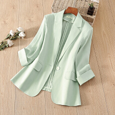 批发小西装外套女夏薄款七分袖西服短款韩式通勤休闲<b class='q'>百搭</b>修身西服上衣