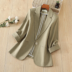 批发小西装外套女夏薄款新款夏天七分袖休闲<b class='q'>百搭</b>干练西服短款上衣夏款