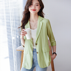 批发简约干练休闲薄款西装外套女<b class='q'>夏</b>季新款修身显瘦气质七分袖西装外衣