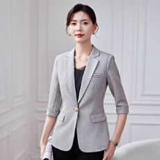 批发职业正装七分袖西服外套女<b class='q'>夏</b>季新款通勤休闲一粒扣修身气质西装