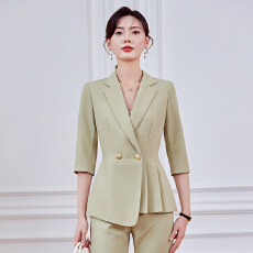 批发职业工作服西装外套女<b class='q'>夏</b>季高级感简约艺考干练通勤七分袖西服套装