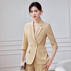 批发职业工作服西装外套女<b class='q'>夏</b>季高级感简约艺考干练通勤七分袖西服套装