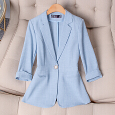 批发<b class='q'>夏</b>季七分袖西装外套女新款休闲时尚气质通勤小西服洋气中袖上衣