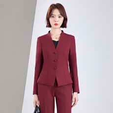 批发职业工作服西装外套女<b class='q'>夏</b>季高级感简约艺考通勤长袖无领西服套装