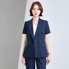批发职业工作服西装外套女<b class='q'>夏</b>季高级感简约艺考干练通勤短袖西服套装