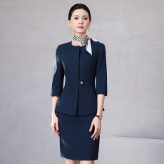 批发职业正装中袖圆领西服外套女<b class='q'>夏</b>季新款通勤休闲设计感修身气质套装