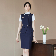 批发职业无袖马甲套装女春夏季新款银行珠宝店KTV服务员职业工装马甲