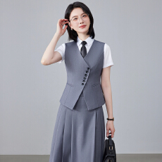 批发职业学院风短款马甲外套春夏高级感简约艺考干练<b class='q'>通勤</b>修身马甲套装