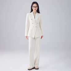 批发职业双排扣西装外套女春季高级感简约艺考干练通勤长袖西服套装