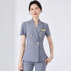 批发<b class='q'>职业</b>工作服西装外套<b class='q'>女</b>夏季高级感简约艺考干练通勤短袖西服<b class='q'>套装</b>