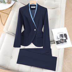 批发名媛气质设计感西服<b class='q'>套装</b><b class='q'>女</b>秋季新款通勤<b class='q'>职业</b>工作服无领西装外套